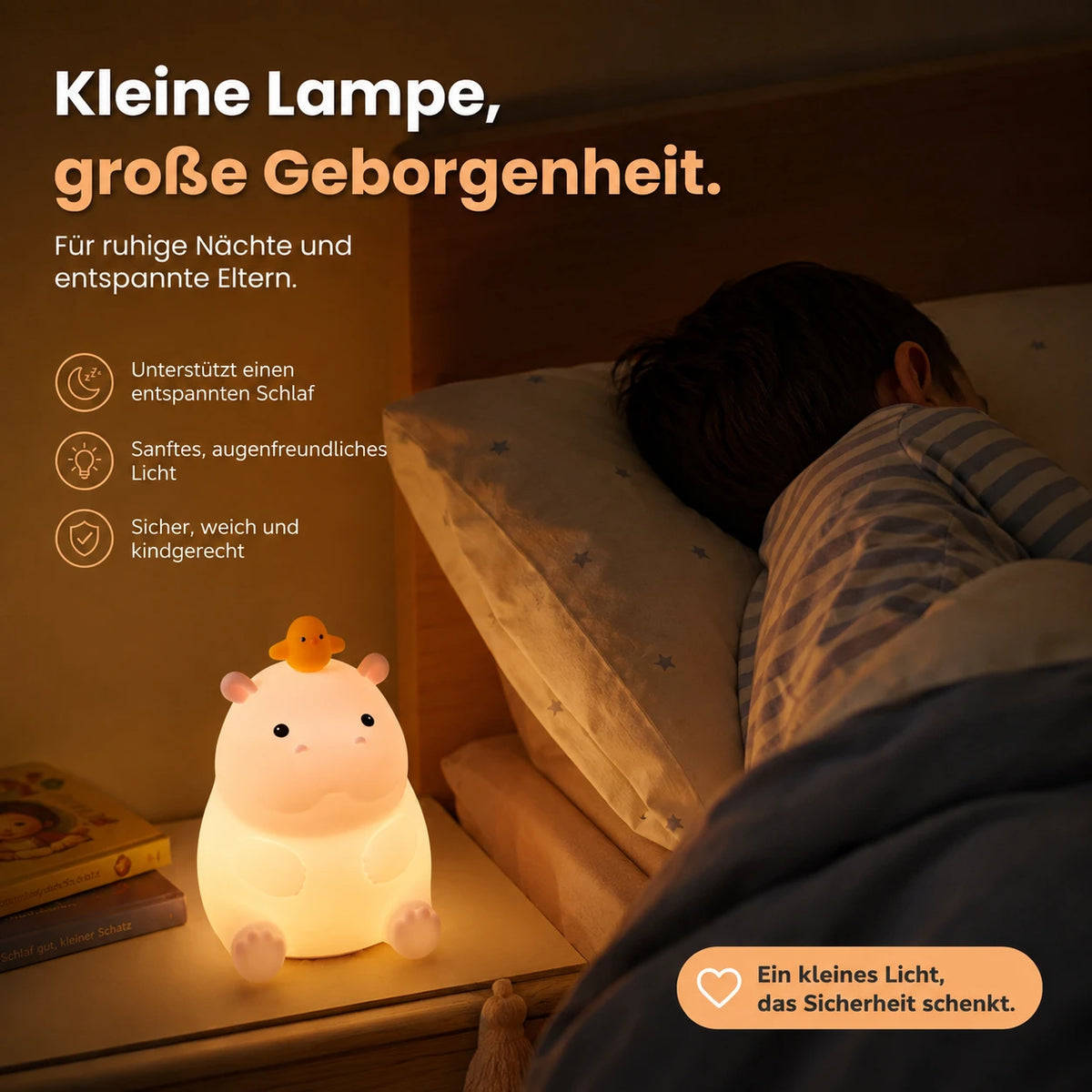 Nachtlicht Nilpferd – Touch, USB, Silikon, LED Lampe