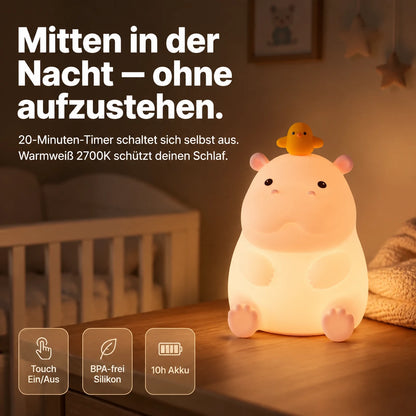 Nachtlicht Nilpferd – Touch, USB, Silikon, LED Lampe