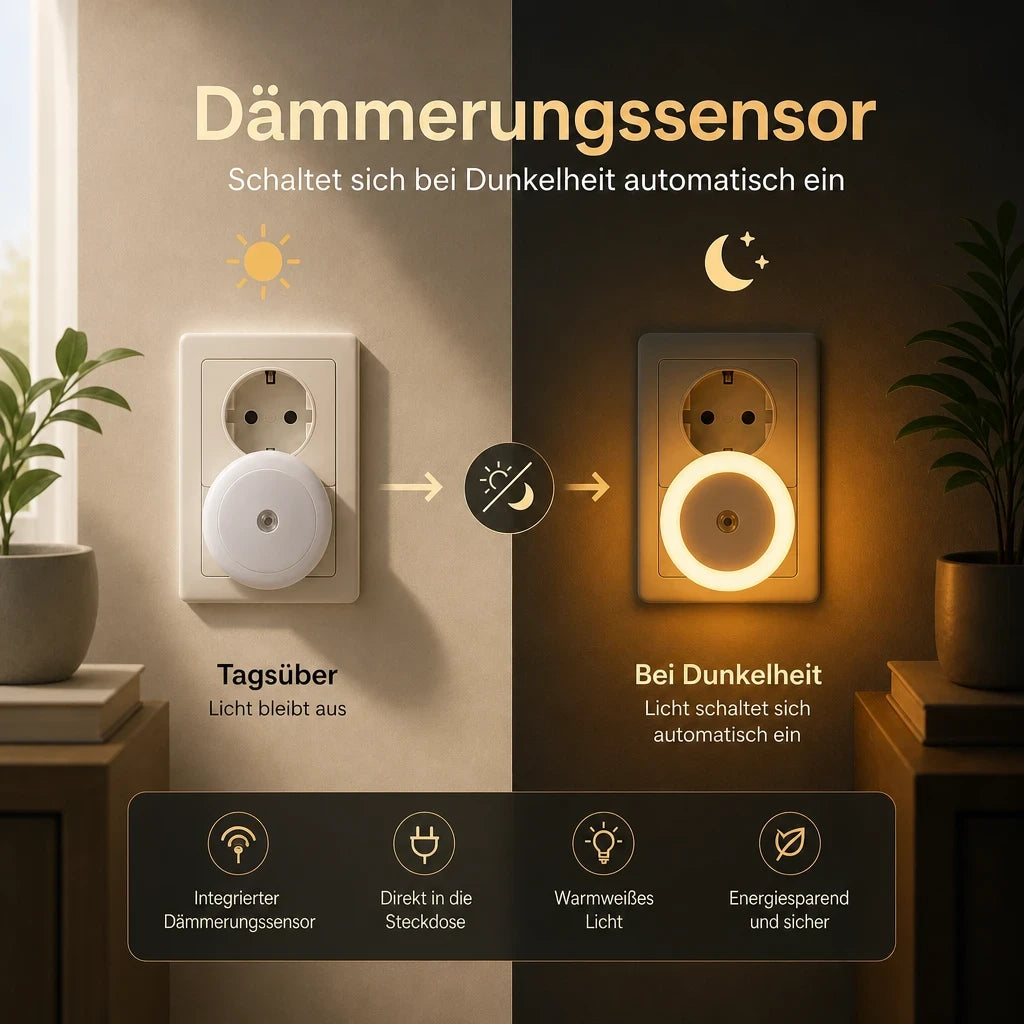 Nachtlicht Steckdose AURA – Automatischer Lichtsensor