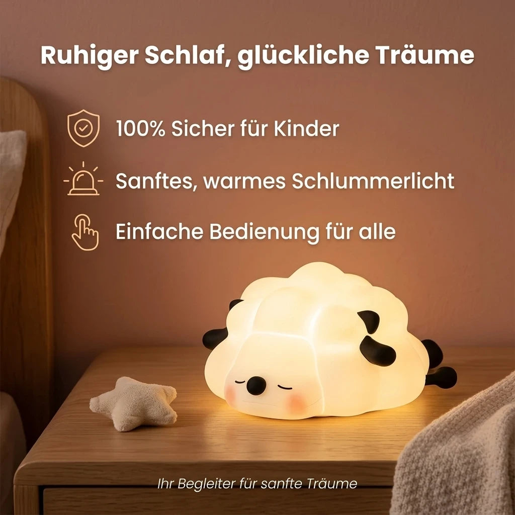 Nachtlicht Schaf – USB, Silikon, Timer, weich leuchtend