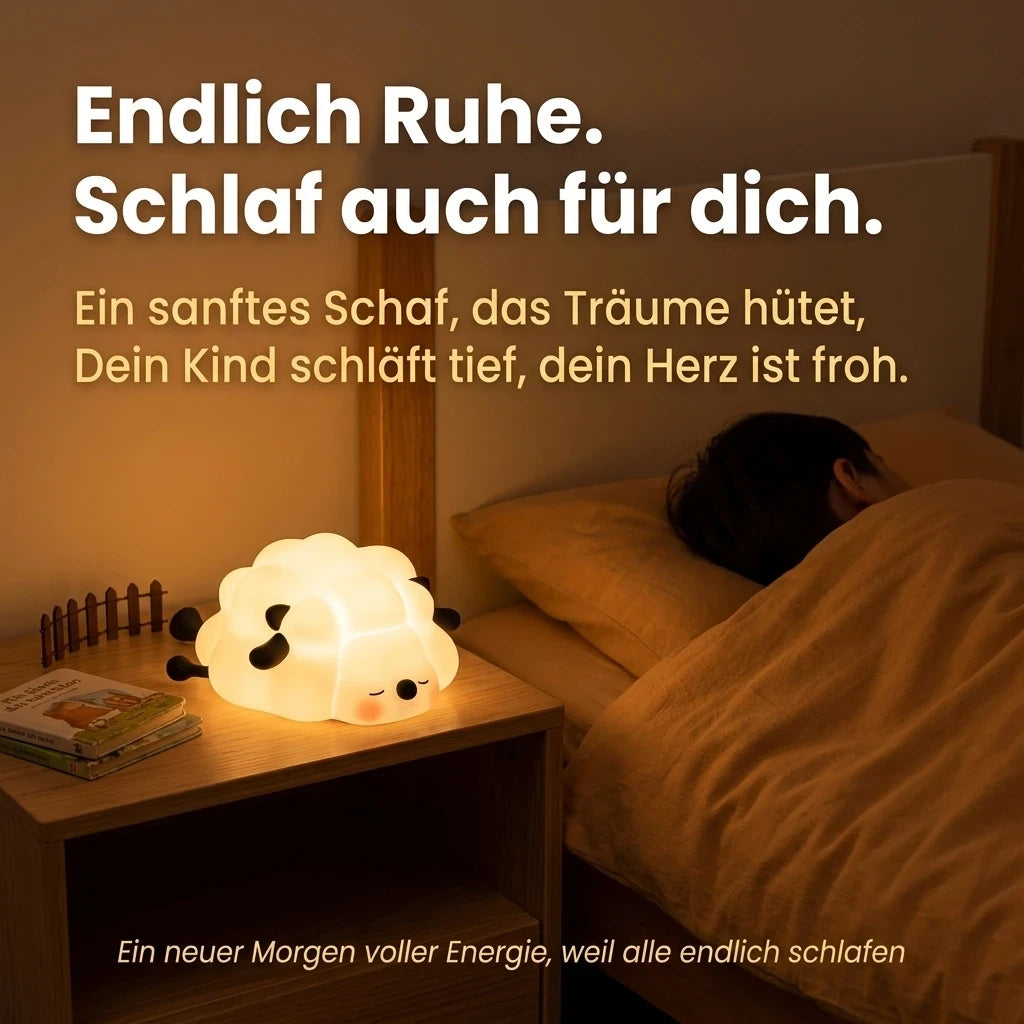 Nachtlicht Schaf – USB, Silikon, Timer, weich leuchtend