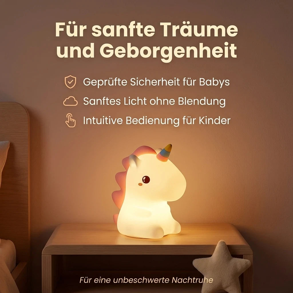 Einhorn Nachtlicht – 7 Farben, wiederaufladbar, Silikon