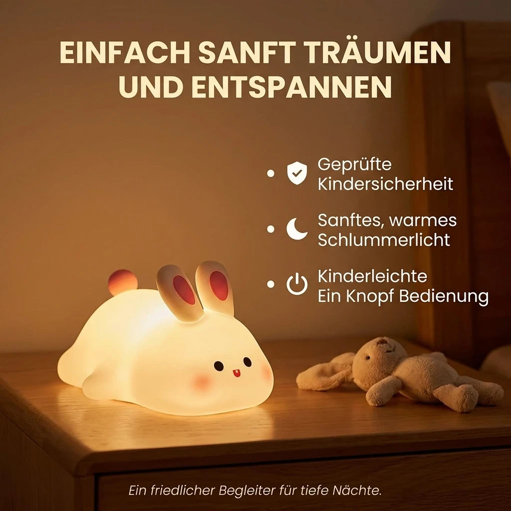 LED Nachtlicht Hase – Wiederaufladbar, Silikon, Timer