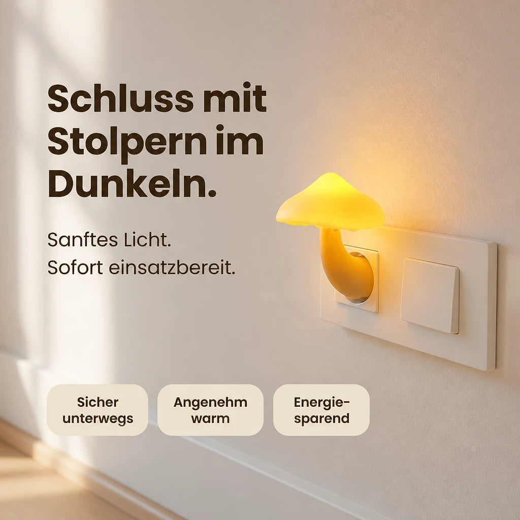 Nachtlicht Steckdose Pilz – Lichtsensor, LED, EU Plug