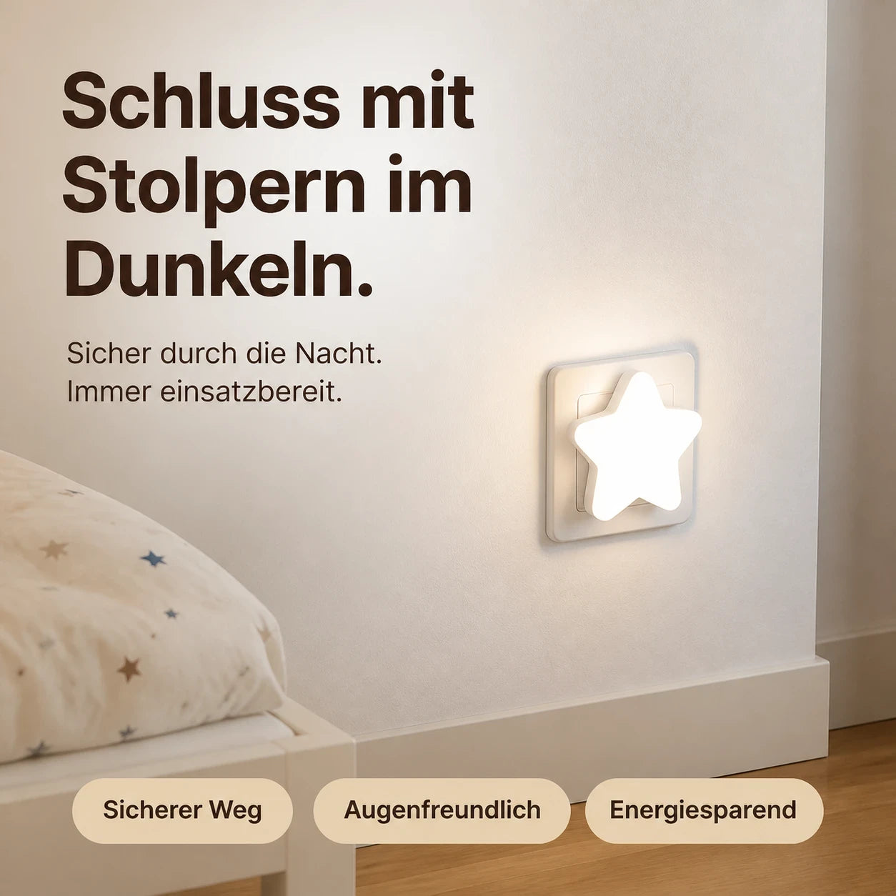 Nachtlicht Steckdose Sterne – LED, Dekolicht, sanftes Licht