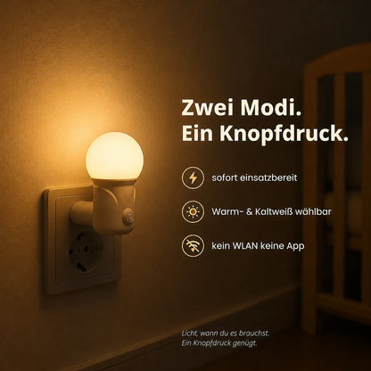 Nachtlicht Steckdose Mobil – 2 Farben, Augenschonend