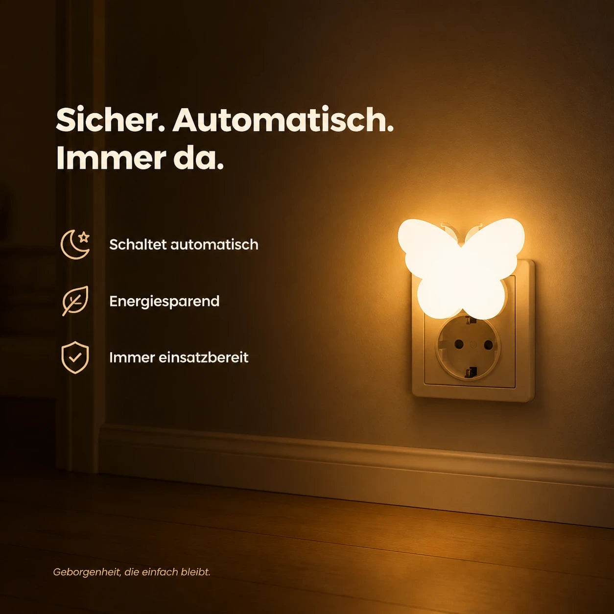 Schmetterling Nachtlicht Steckdose mit Sensor
